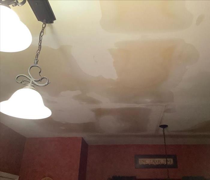water damaged white ceiling